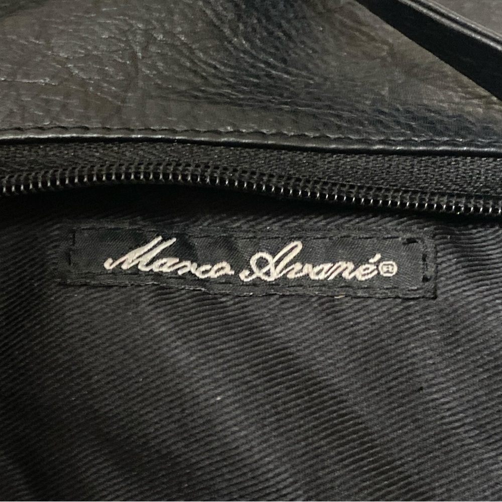 MARCO AVANÉ Soft Leather Crossbody Bag Exterior Zipper Pockets Black Lea… - Picture 5 of 9